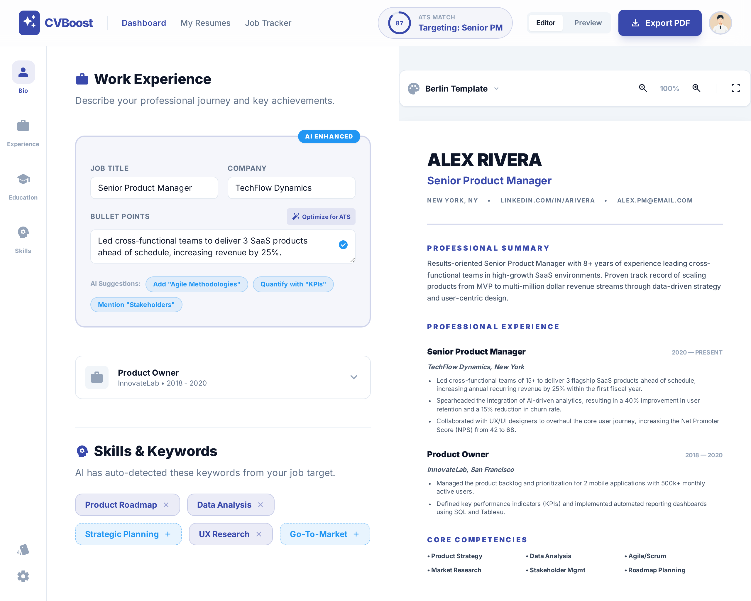 CVBoost — أداة بناء السيرة الذاتية بالذكاء الاصطناعي