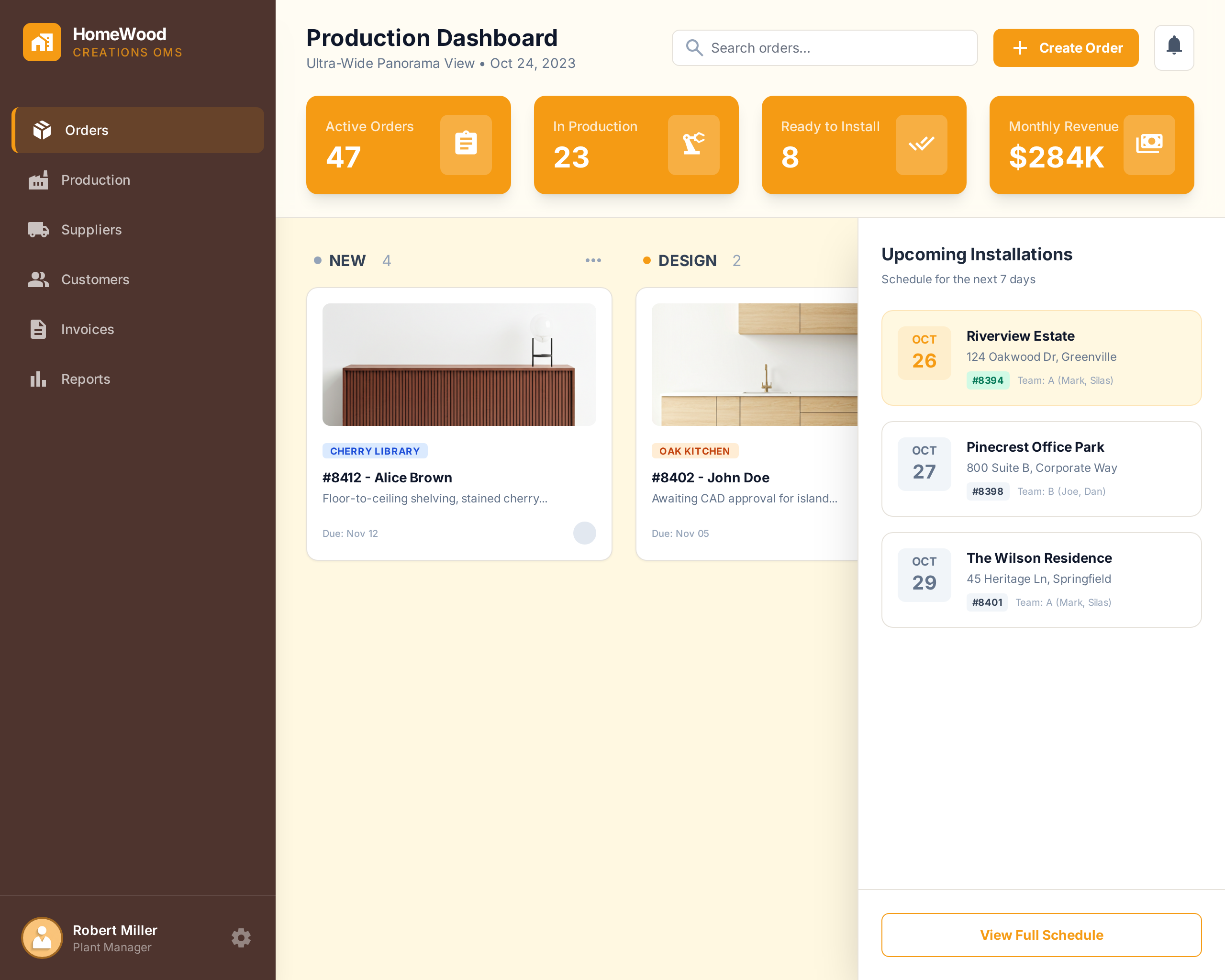 نظام إدارة طلبات HomeWood Creations